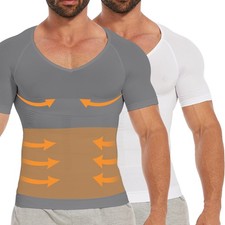 Mens Compression Short Sleeve V-Neck Shirt Tummy Control Shapewear Sports Tops Men's Corset price