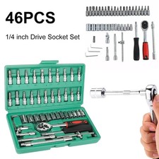 46Pcs Mechanic Tool Set 1/4" Socket Set Metric Hex Bit Ratchet Wrench Auto Repai Socket Set price