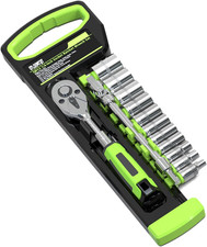 15Pcs 1/4 Inch Drive Ratchet Socket Wrench Set, with Metric 4-14Mm and Front and Socket Set price