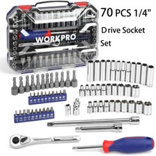 WORKPRO 70Piece 1/4"Drive Socket Set Quick-Release Ratchet Socket SAE METRIC SET Socket Set price