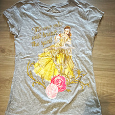 Disney Belle Girls XL (14-16) Gray Graphic Tee Crew Neck Short Sleeve Glitter Girls' Jersey price
