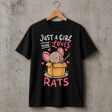 Just A Girl Who Loves Rats T-Shirt Women Cute Graphic Cotton Tee Size S-5XL Girls' Jersey price