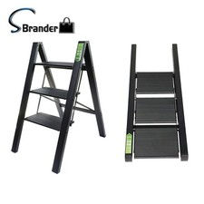 3 Step Black Folding Ladder Step Stool w/Wide Anti-Slip Pedal Carbon Steel Ladders price
