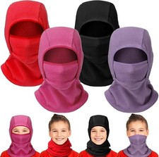 4Pcs Kids Fleece Balaclava Face Mask Winter Warm Windproof Ski Cycling Neck Hood Kids' Neck Warmer price