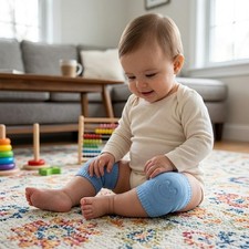 2Pcs Blue Cute Smile Baby Knee Pads Toddler Crawling Anti-slip Protector Crawling Knee Pads price