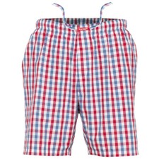 Ritzy Men's Sleep Short Pajama 100% Cotton Woven Plaid ComfortSoft - R,B&W Check Cotton price