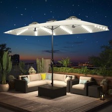 15ft Double Sided Patio Umbrella with Solar Lights Crank Handle LED Lights Garden Umbrella price