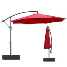 Aoodor  10ft Offset Patio Umbrella Cantilever Hanging Market Umbrella with Base Garden Umbrella price