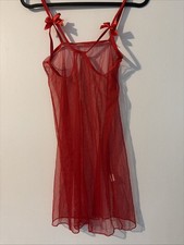 Women Red Sheer Mesh Open Cup Babydoll Lingerie Bow Straps One size Babydoll price