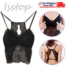 Women Sexy Lingerie Lace V Neck Crochet Bustier Cami Padded Bralette Crop Top US Babydoll price