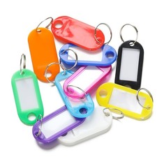 10 plastic Key Tags Metal Ring Luggage Card Name Label Keychain Split Ring Keychain price
