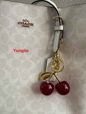 Coach Red Cherry Apple Bag Charm Keychain Resin Metal Brass Purse Decoration Keychain price