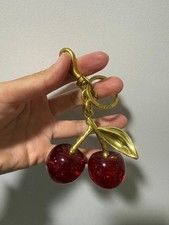 NEW Coach Cherry Apple Bag Charm Red Keychain Resin Metal Brass Purse Decoration Keychain price