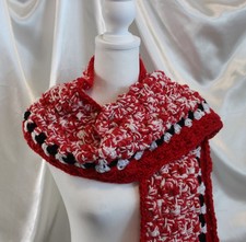 Red, white and black handmade scarf Men's Neck Warmer price