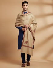 Warm Worth Men's Semi Pashmina Wool Shawl Kashmiri Embroidery Daur 50"By 100" Men's Neck Warmer price