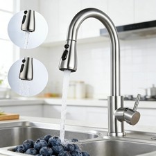 Kitchen Sink Faucet Brushed Nickel Single Handle Swivel Pull Down Sprayer Mixer Faucet price