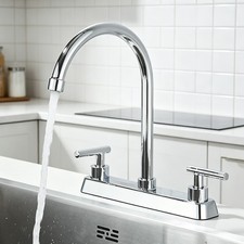 Kitchen Sink Faucet 2 Handles 8 inch Centerset 3 Holes Kitchen Mixer Tap Chrome Faucet price