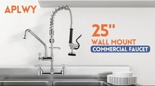 Commercial Kitchen Faucet with Sprayer 25” H 8" Adjustable Center 8" Swing Spout Faucet price