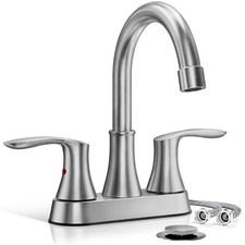 Brushed Nickel Bathroom Sink Faucet 3Hole 4in Centerset  Vanity Mixer with Drain Faucet price
