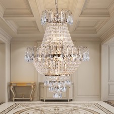 17'' Crystal Chandelier French Gold Luxury LED Pendant 7 Light Kitchen Fixture Chandelier price