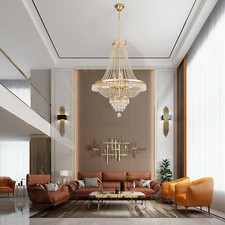 Crystal Chandelier French Empire Large Foyer Ceiling Light Gold Pendant Lamp E12 Chandelier price