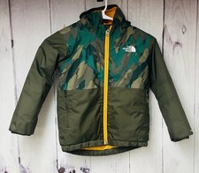 The North Face Jacket Boys Size 5T Green Camo Hooded Zip Coat Youth Boys' Raincoat price