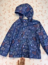 Berkley Jensen Boys Hooded Rain Coat Blue Vehicle Print Snap Front 4T Boys' Raincoat price
