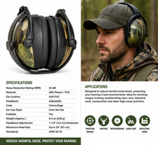 Camouflage Adjustable Hearing Protection Ear Muffs ANSI Approved Noise Reduction Hearing Protection Equipment price