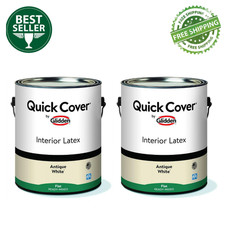 (2 Pack) Glidden Quick Cover Interior Latex Paint Flat, Antique White, 1 Gallon Interior Wall Paint price