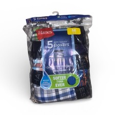 Hanes Boys Tagless Boxer Shorts 5 Pack Size M Multicolor Plaid Boys' Boxer price