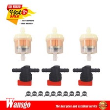3Kit 1/4" In Line Fuel Gas Filter Shut Cut Off Valve Clamp Lawn mower Parts Garden Machine Accessories & Spare Parts price