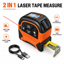 Laser Tape Measure 2-in-1 197Ft/60M Distance Meter 16Ft/5M Tape USB-C Recharge Laser Meter / Distance Meter price