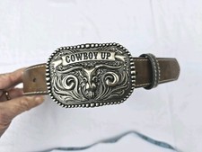 Cody James Boys/Child Western Belt - Brown - "Cowboy Up" Longhorn Buckle Kids' Belts price
