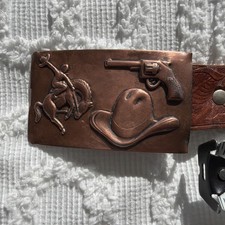 Cowboy Belt Kids Copper Buckle Leather Roses On Strap 26 Kids' Belts price