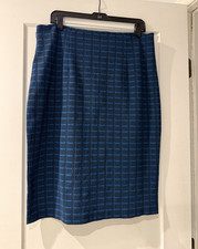 Halogen Women’s Blue/Black Striped Straight Pencil Knee-Length Skirt Size 16 Skirt price
