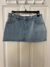 edikted Women’s Blue Denim Mini Skirt Button Closure Size M Skirt price