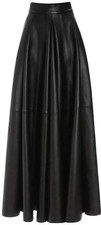 Women's Black Genuine Lambskin Leather Maxi Skirt Leather Outfit Ankle Skirt Skirt price
