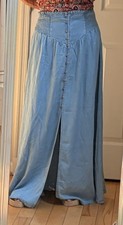 Promesa Size Large Blue Yonder Chambray Smocked Waist Button-Front Maxi Skirt Skirt price