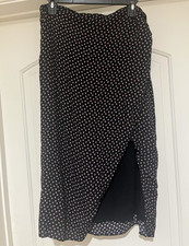 Abercrombie & Fitch Women’s Black White Floral Midi Skirt L Slit Skirt price