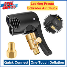 Locking Presta Schrader Air Chuck For Bike Tire Dual Head Pump Nozzle 1/4" F-NPT Air Pump - Tire Care price