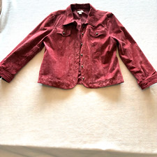 Christopher & Banks Women's Size XL Maroon Suede Preowned Button Up Jacket Women's Leather Clothing price