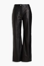 Women’s Wide Leg Soft Sheep Leather Pants Luxury Real Leather Palazzo Trousers Women's Leather Clothing price