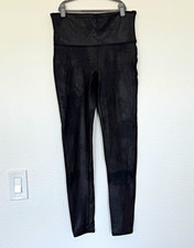 Spanx Women’s Black Faux Leather High Rise Ankle Leggings Elastic Waist Size L/G Women's Leather Clothing price