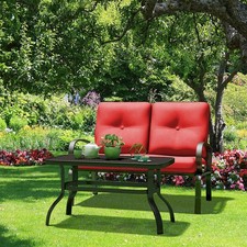 2PCS Patio Loveseat & Table Set Cushioned Outdoor Furniture Set Yard Garden Garden Furniture Set price