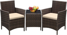 3 Pieces Patio Furniture Sets Outdoor PE Rattan Wicker Chairs with Soft Cushion Garden Furniture Set price