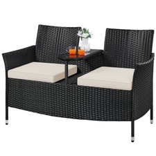 2 Seater Patio Loveseat PE Rattan Wicker Furniture Set with Side Table Outdoor Garden Furniture Set price