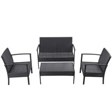 Gymax GYM01325 Patio Garden 4PC Rattan Wicker Furniture Set, Black Garden Furniture Set price