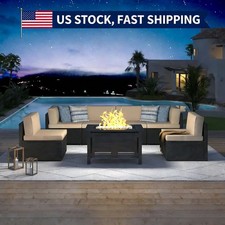 8 Piece Outdoor Patio Furniture Set with Fire Pit Table, Tea Table and Cushions Garden Furniture Set price