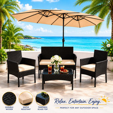 4PCS Patio Rattan Conversation Set Outdoor Furniture Cushion Sofa Beige Cushions Garden Furniture Set price