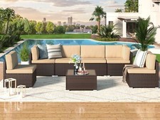 7-Pieces Patio Furniture Set Outdoor Sectional Sofa Rattan Wicker Sofa W/ Table Garden Furniture Set price